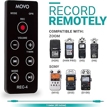 Amazon | Movo REC-4 有線 リモコン Zoom H2n H4n Pro H5 H6